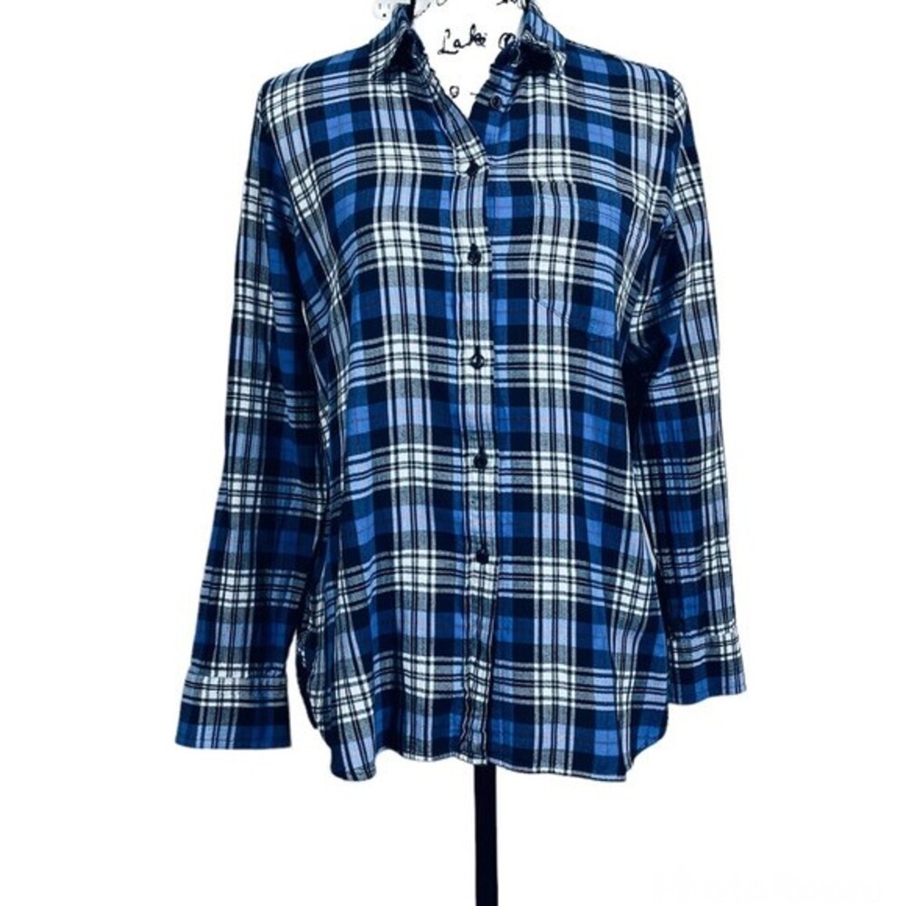 J.CREW blue plaid shirt button down  women collar long sleeves size 8P Western